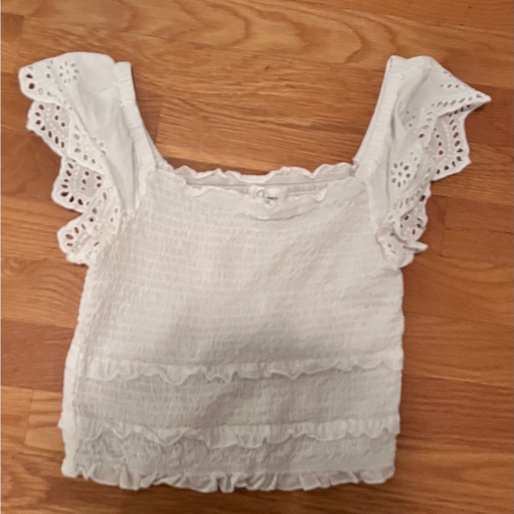 japna eyelet lace white crop top
